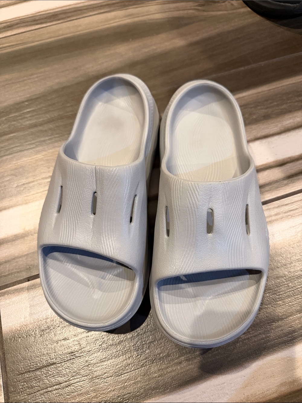 Hoka men White Slide Sandals with Vent Cutouts